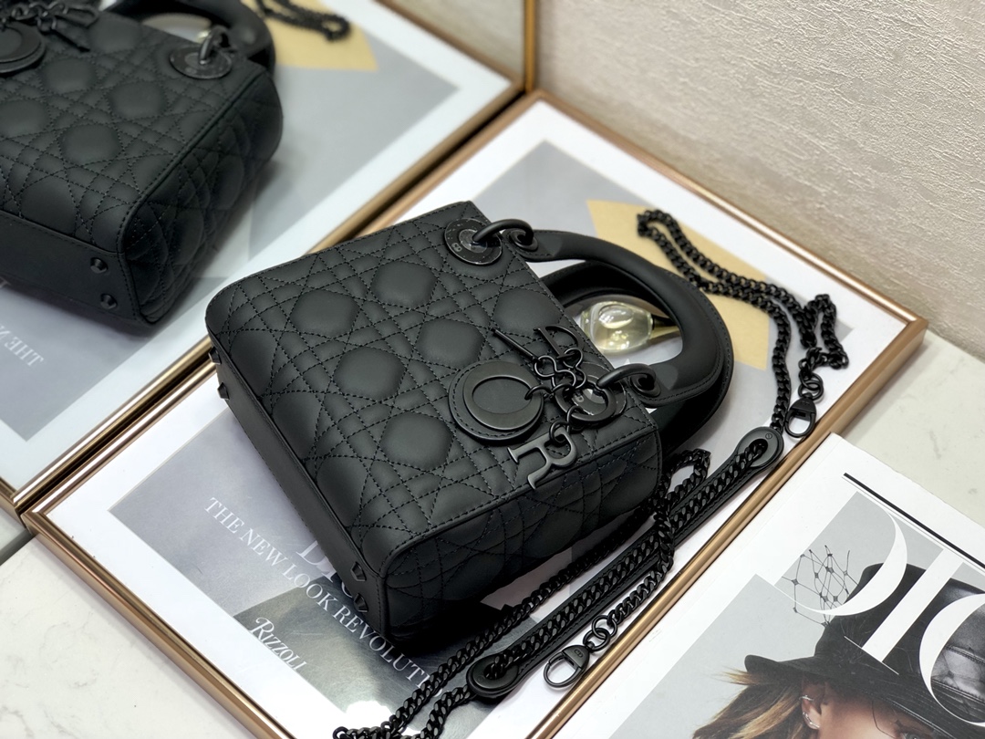 Mini Lady Dior Bag Black Ultramatte Cannage Calfskin